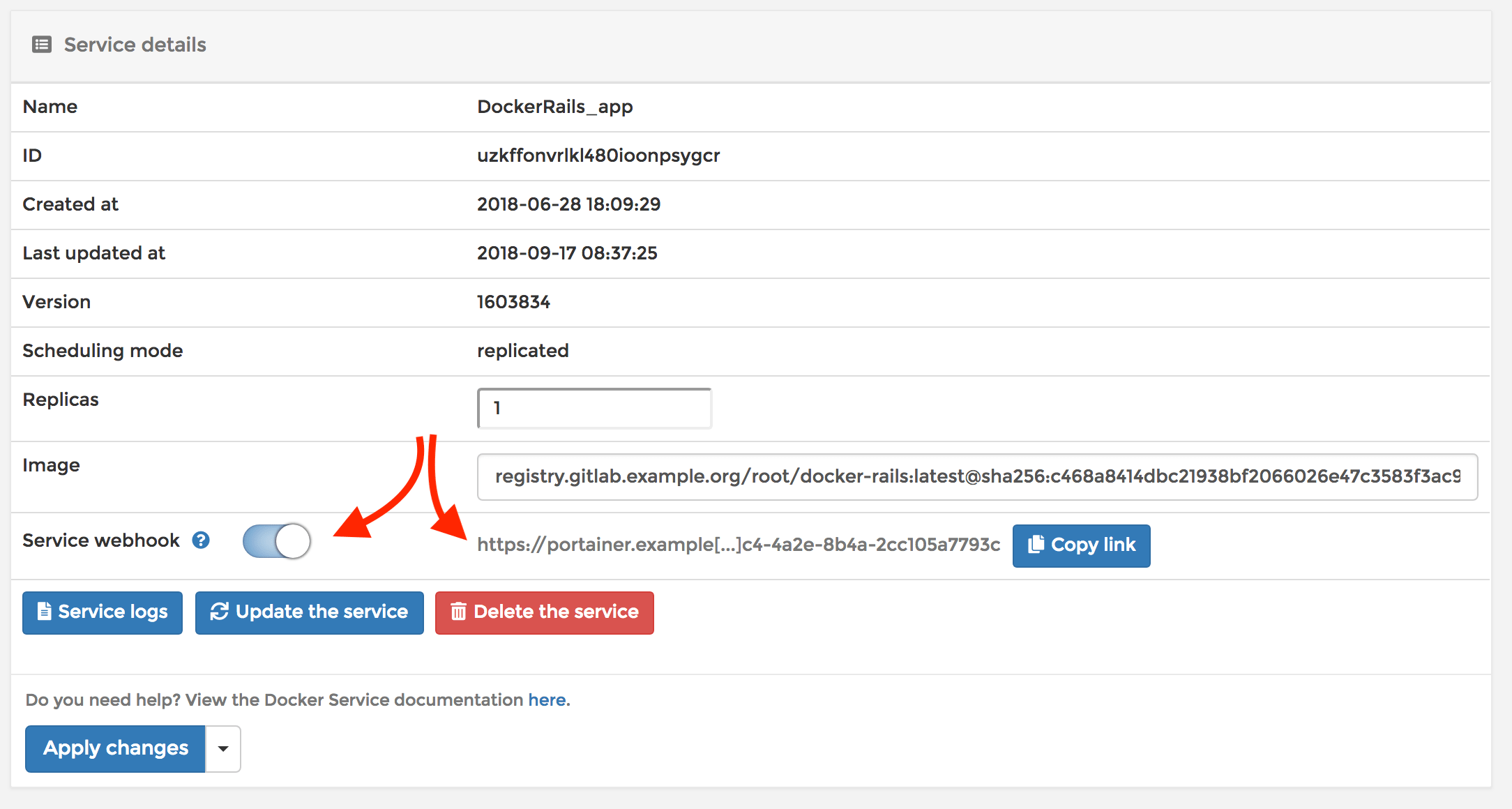 Portainer webhook